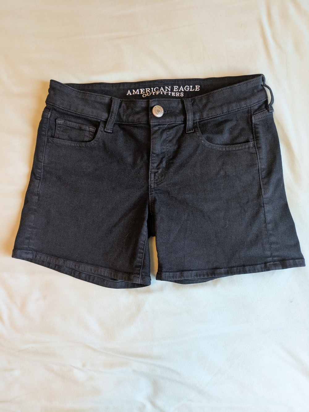 American Eagle Outfitters Black Denim Jean Shorts - Classic Five-Pocket Style